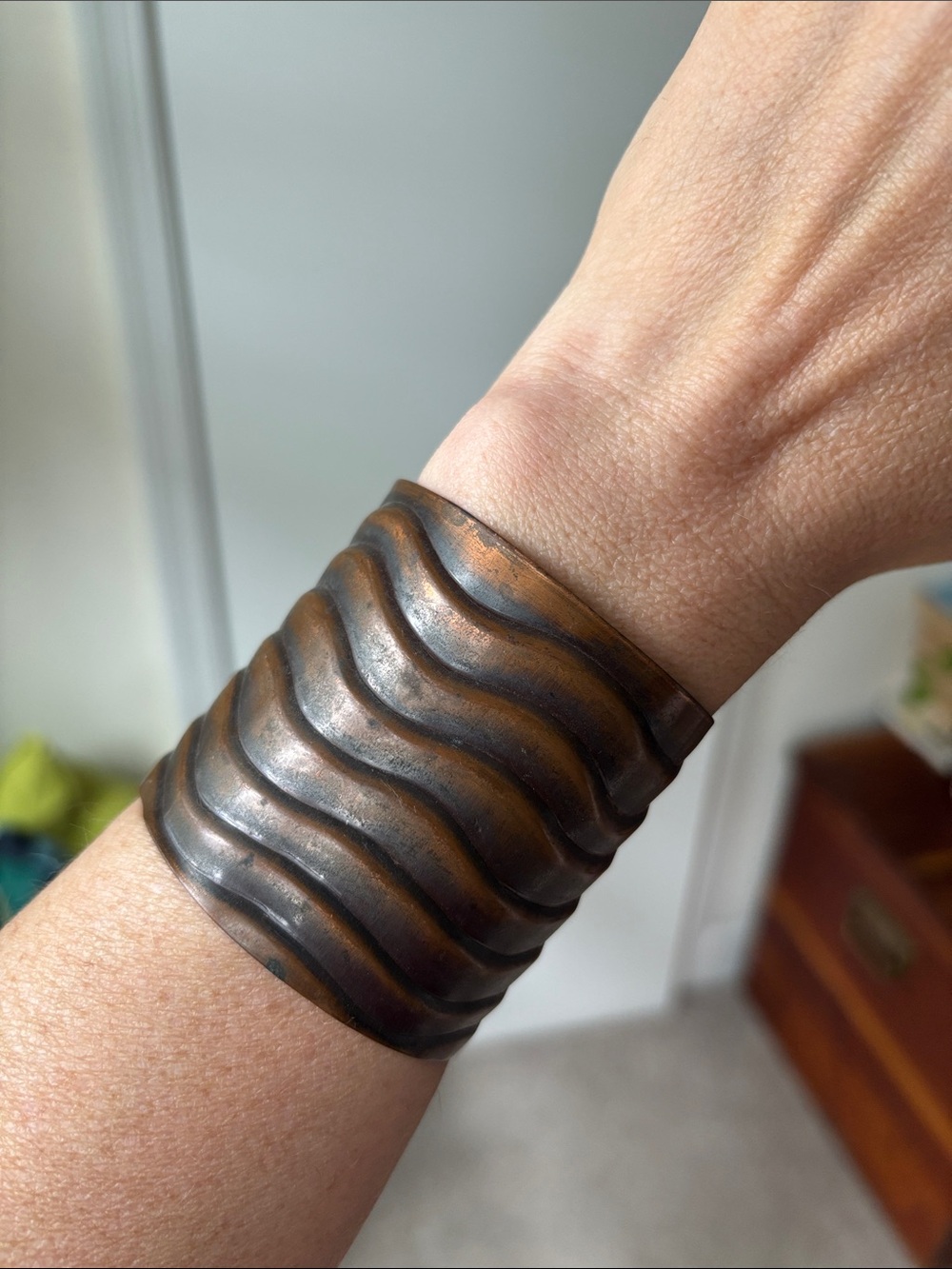 Copper Wave Vintage Cuff Bracelet